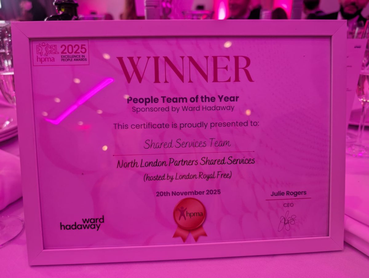People Team of the Year certificate